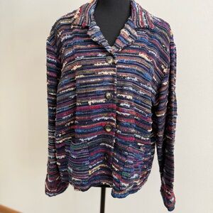 Vintage Daniel K Textured Knit Jacket Multicolor Button Front